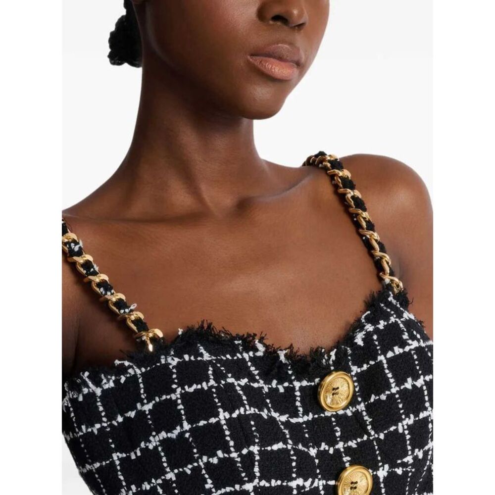 Balmain Women Tweed Top With Shoulder Straps - Picture 5 of 6